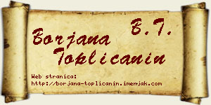 Borjana Topličanin vizit kartica
